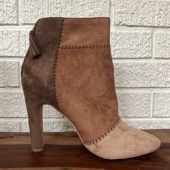 JOIE Brown Suede Colorblock / Patchwork Boots - Picture 2 of 9